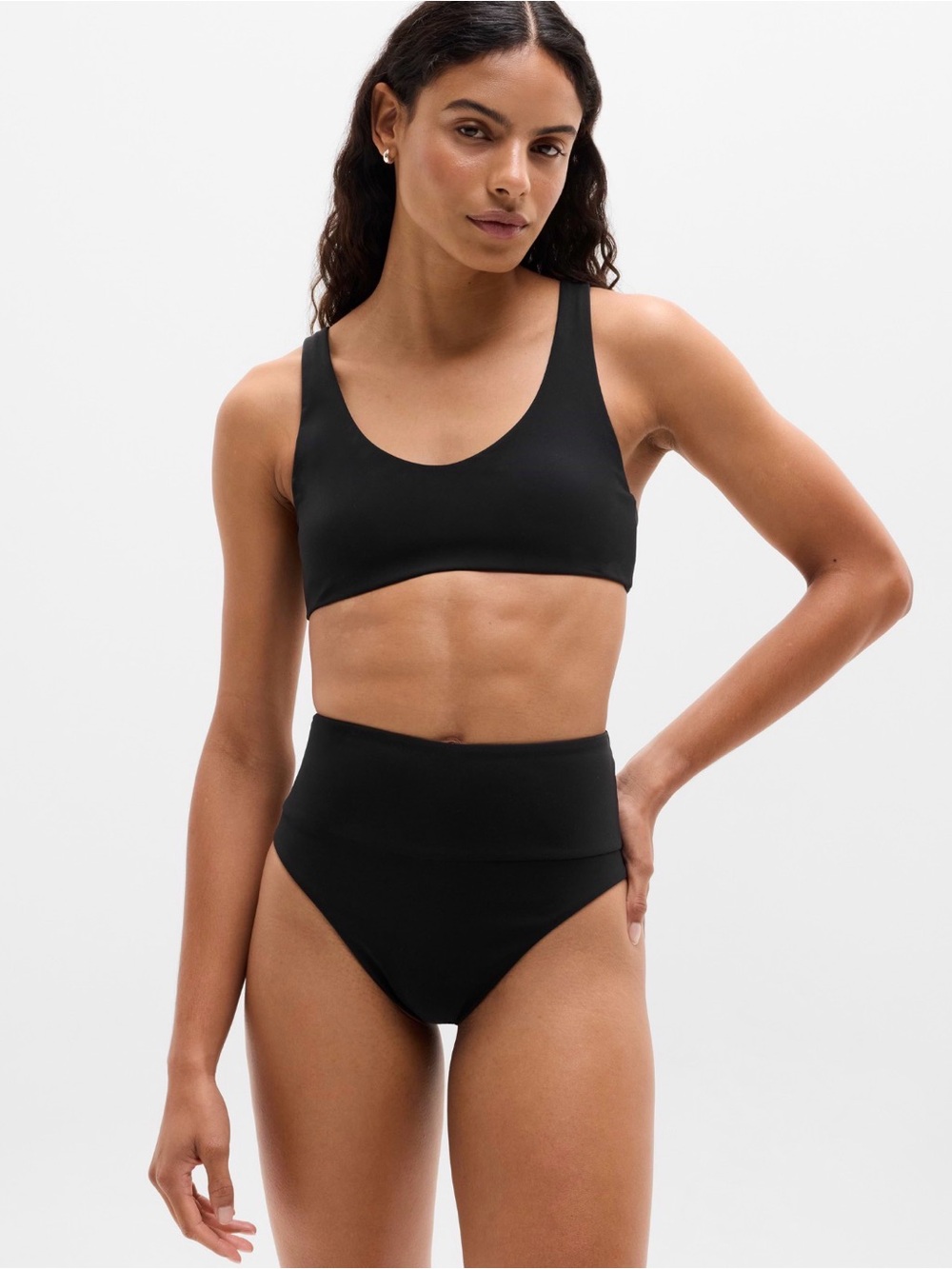 NWT Athleta Ultra High Rise Black Swim Bottom Sz L (#845283)